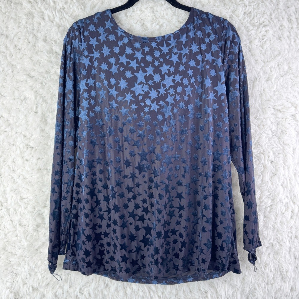 The Pyramid Collection Star Velvet‎ Long Sleeve Drapped Back Blue Ring Sleeve L
